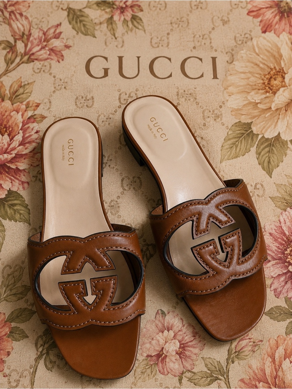Gucci brown leather GG sandals size 37 NICE and authenticated color Cuir - Picture 5 of 16